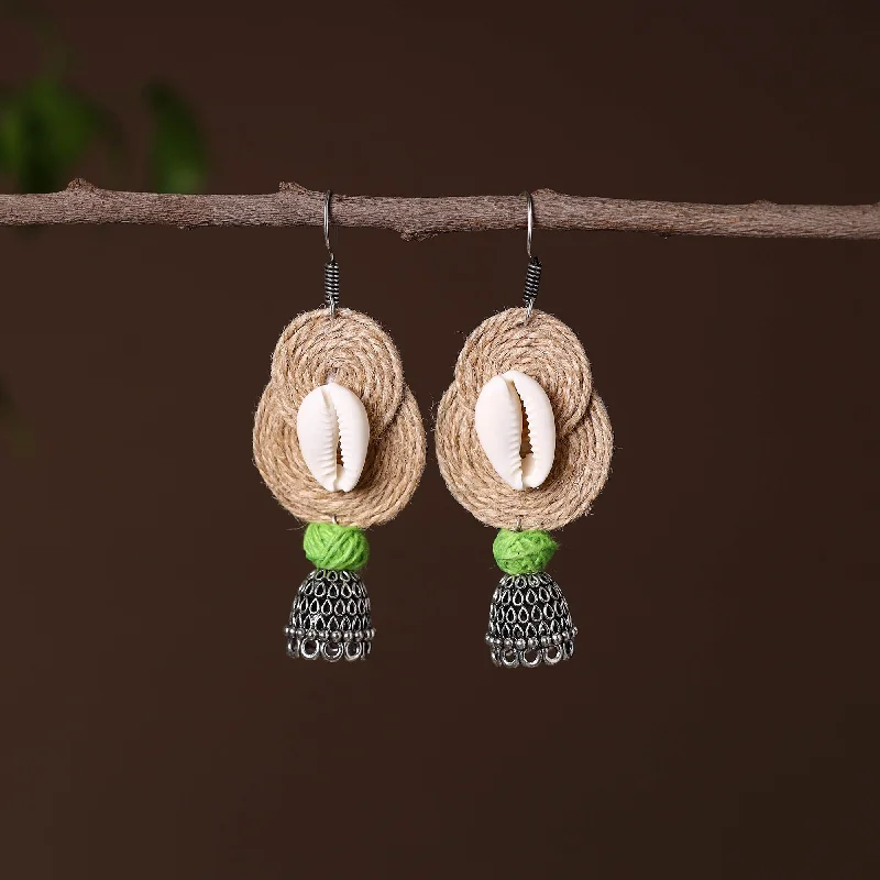 Zeenat German Silver Jute Jhumki Earrings