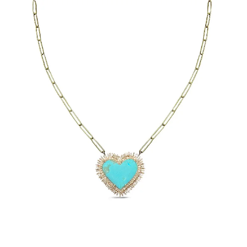 Shop Elegant Jewelry At Unbeatable Prices 14K Baguette Turquoise Heart Charm Necklace Shop Elegant Jewelry At Unbeatable Prices 14K Baguette Turquoise Heart Charm Necklace