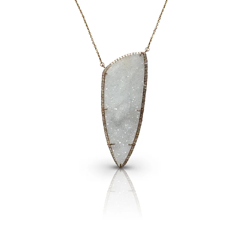 Chic And Stylish Jewelry At Discounted Prices 14k Diamond and Druzy Necklace