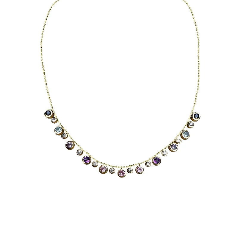 The Ultimate Jewelry Sale – Exclusive Styles At Great Prices 14k Diamond and Rainbow Stone Dangle Necklace