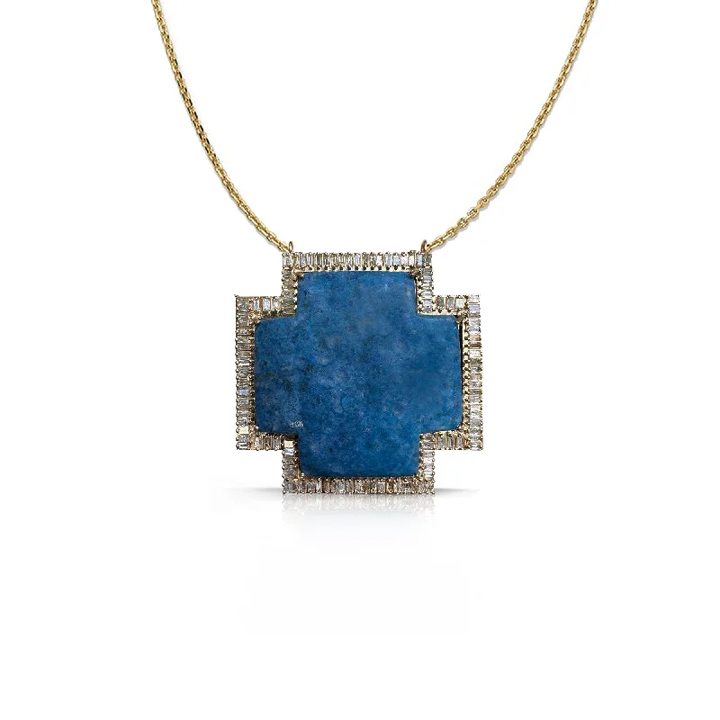 Breathtaking Jewelry At Limited-Time Savings 14k Large Lapis Baguette Cross Necklace Breathtaking Jewelry At Limited-Time Savings 14k Large Lapis Baguette Cross Necklace