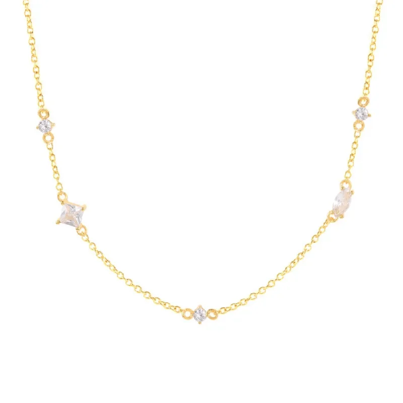 Exclusive Gemstone Jewelry Markdowns – Shop Now 18K Gold Plated Sterling Silver Necklace with Oval, Round, and Princess Cut Cubic Zirconia Exclusive Gemstone Jewelry Markdowns – Shop Now 18K Gold Plated Sterling Silver Necklace with Oval, Round, and Princess Cut Cubic Zirconia