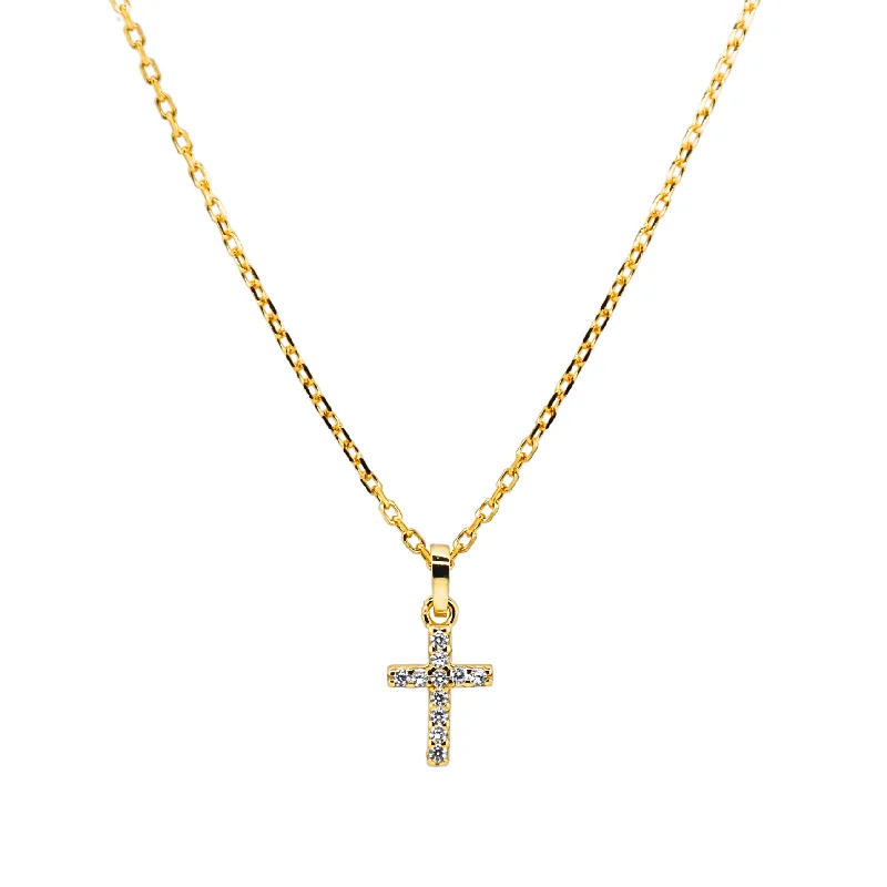 Luxury Jewelry At Unbeatable Discounts "CATHERINE" Small Pave Cross CZ Necklace