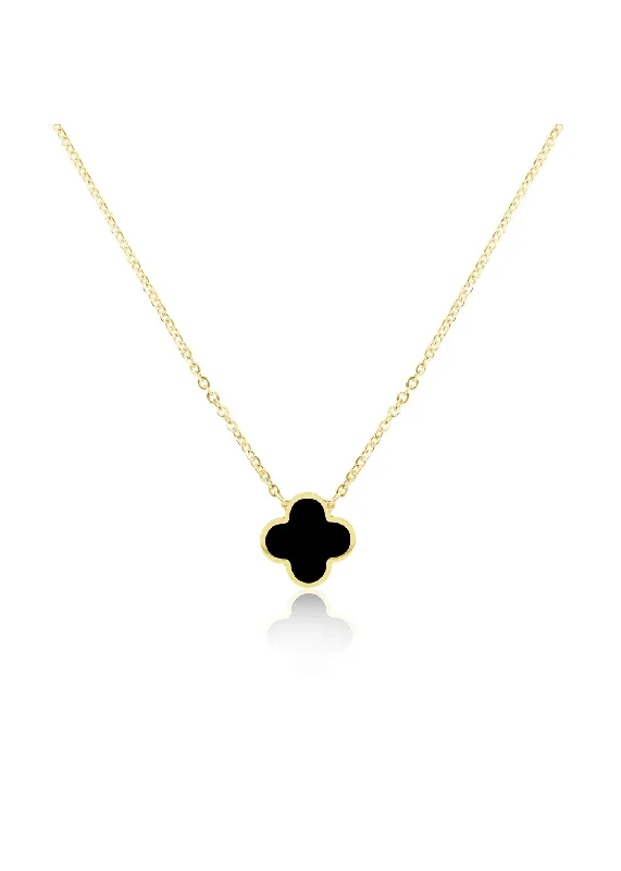 Jewelry Clearance Event – Last Chance For Stunning Deals CLOVER CHARM NECKLACE - ONYX