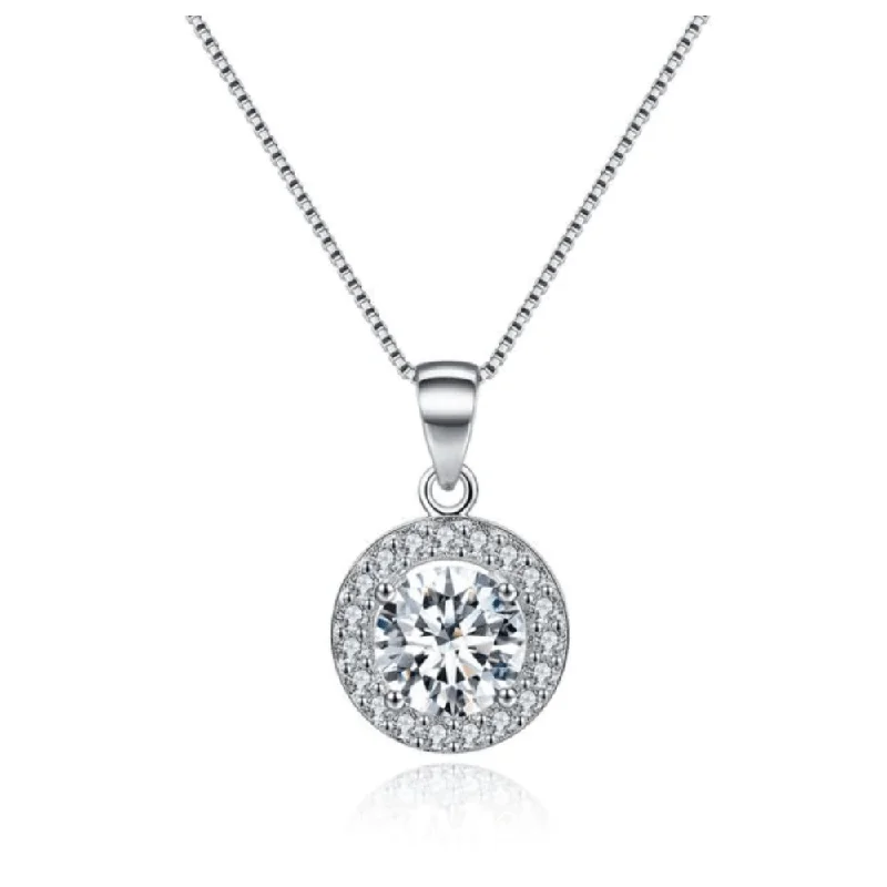 Modern Statement Jewelry For Bold Styling Round Halo Crystal Pendant Necklace