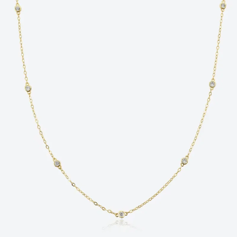 Final Call For Exquisite Jewelry At Reduced Rates Dainty 18K Gold Plated Sterling Silver Necklace with 7 Round Cut Cubic Zirconia Final Call For Exquisite Jewelry At Reduced Rates Dainty 18K Gold Plated Sterling Silver Necklace with 7 Round Cut Cubic Zirconia