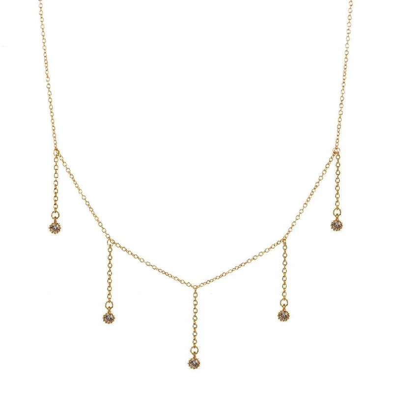 Discounted Jewelry For A Glamorous Look Drop Necklace for Women in Gold or Silver with Five Cubic Zirconia Stone Discounted Jewelry For A Glamorous Look Drop Necklace for Women in Gold or Silver with Five Cubic Zirconia Stone