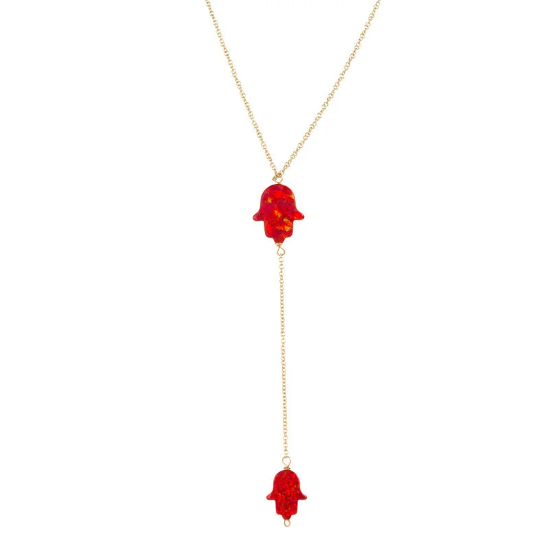Sparkle For Less – Shop Our Limited-Time Jewelry Deals bara boheme | Lariat "DOUBLE HAND" Opal Necklace