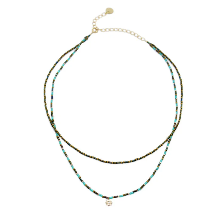 Luxury Jewelry Now At Special Promotional Rates Duo Necklace with Star / Olive