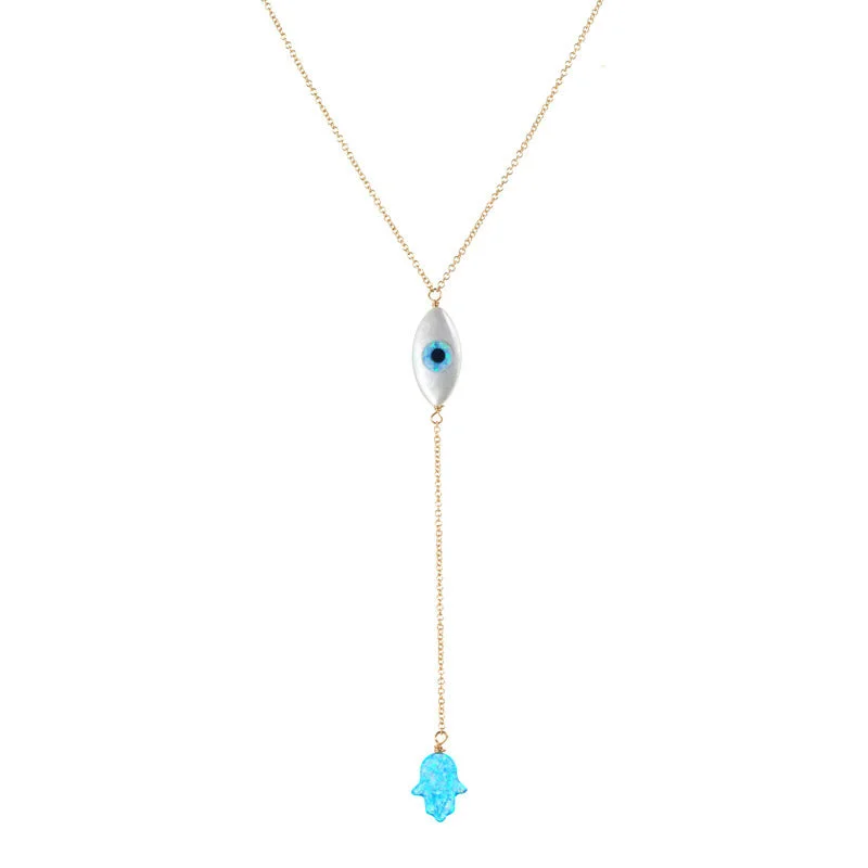 Personalized Jewelry Sale – Unique Gifts At Low Prices bara boheme | Lariat "EVIL EYE & HAND" Opal Necklace Personalized Jewelry Sale – Unique Gifts At Low Prices bara boheme | Lariat "EVIL EYE & HAND" Opal Necklace