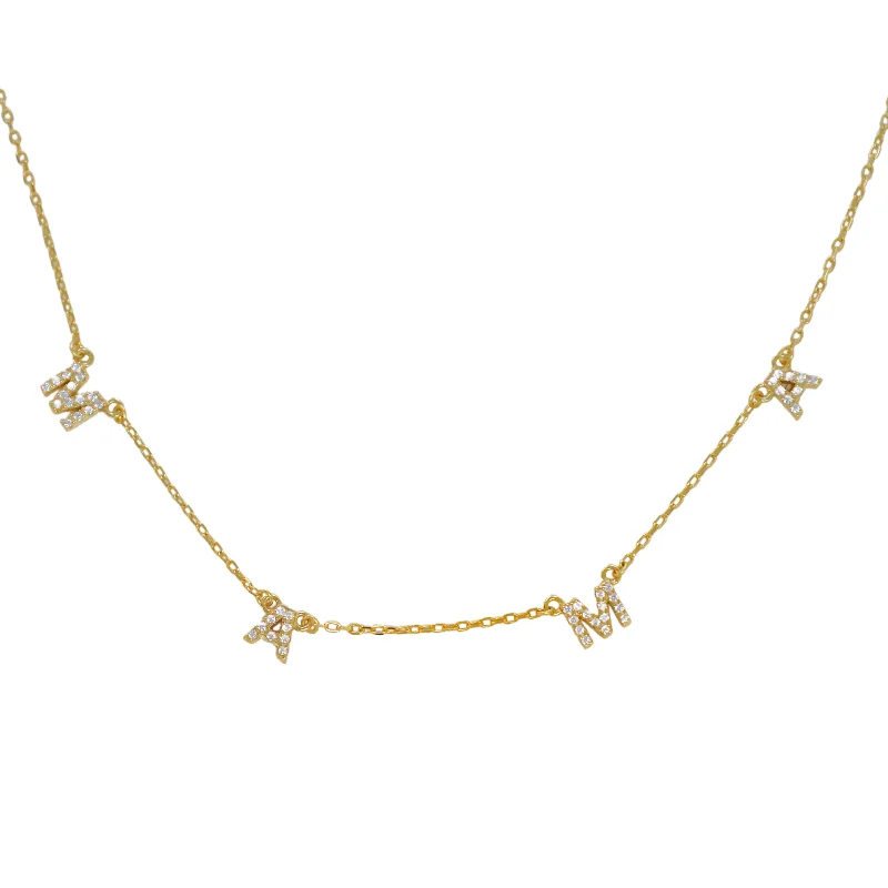 Buy More, Save More On Stunning Jewelry Pieces "MAMA" Pave By The Yard CZ Necklace