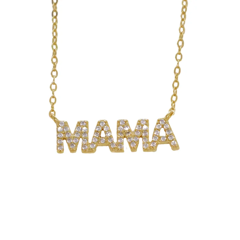 Jewelry Clearance Event – Stock Up Before It's Over "Mama" Pave CZ Necklace