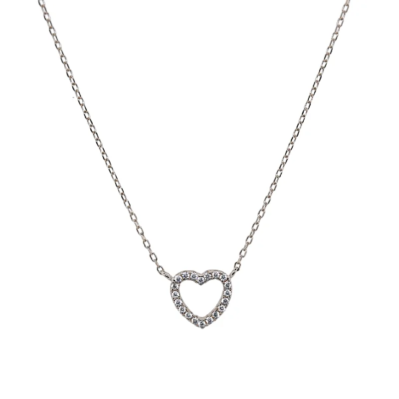 Unique Jewelry For Less – Shop The Sale Now "OPEN HEART" PAVE Small CZ Necklace