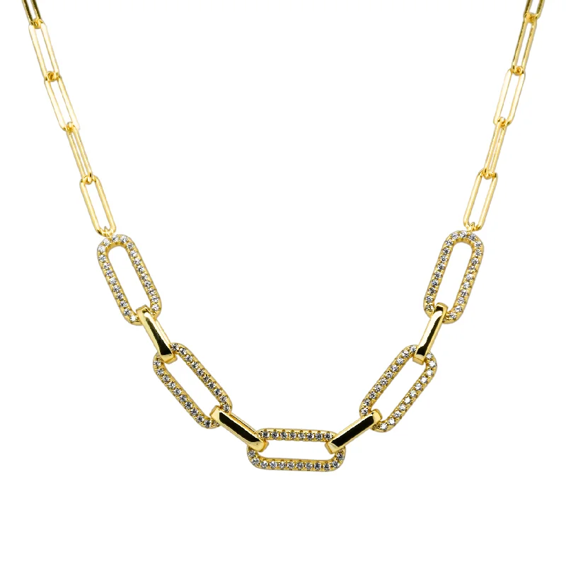 Exclusive Gemstone Jewelry At Special Prices PAPERCLIP Pave CZ Necklace
