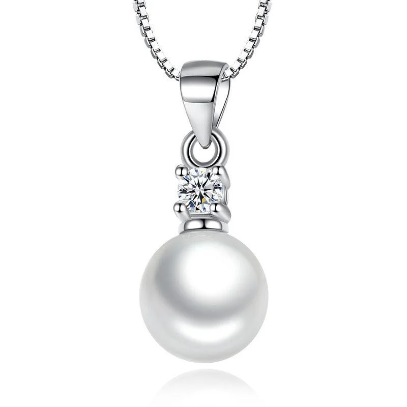 Flash Sale On Stunning Jewelry – Don't Miss Out White Gold Pearl Pendant Necklace with Cubic Zirconia Accent Stone Necklace Flash Sale On Stunning Jewelry – Don't Miss Out White Gold Pearl Pendant Necklace with Cubic Zirconia Accent Stone Necklace