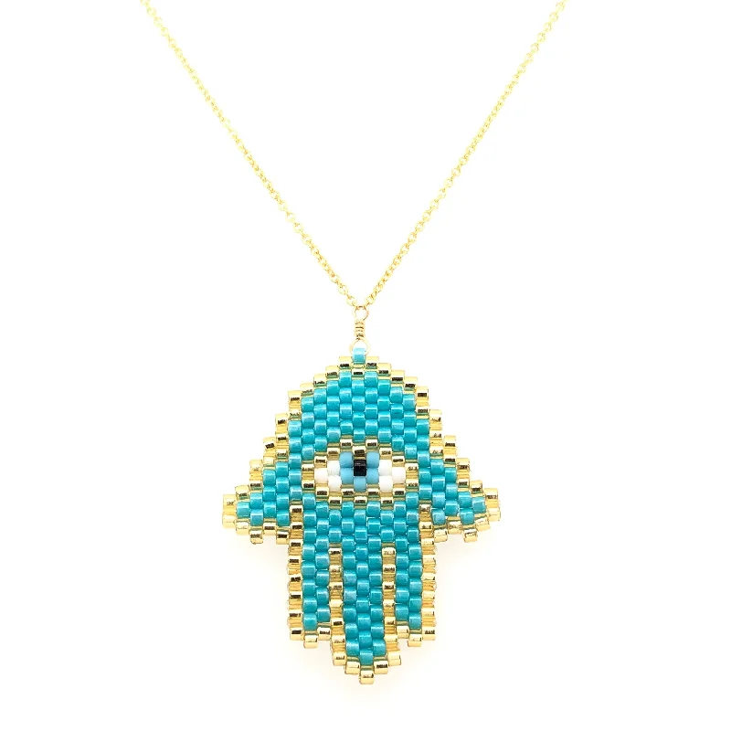 Affordable Glamour – Must-Have Jewelry At Special Rates Seed Bead Hamsa Turquoise Large Necklace Affordable Glamour – Must-Have Jewelry At Special Rates Seed Bead Hamsa Turquoise Large Necklace