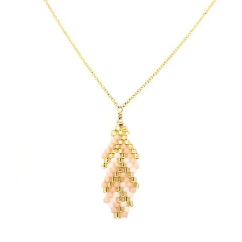 Luxury Jewelry Sale – Elegant Styles At Unbeatable Prices Seed Bead Feather Pink and Gold Necklace