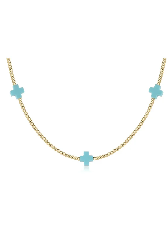 Limited-Time Offer On Elegant Jewelry Pieces SIGNATURE CROSS CHOKER NECKLACE - TURQUOISE