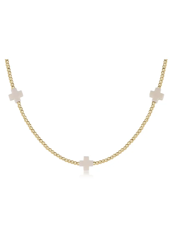Exclusive Jewelry Sale – Shine For Less SIGNATURE CROSS CHOKER NECKLACE - OFF-WHITE