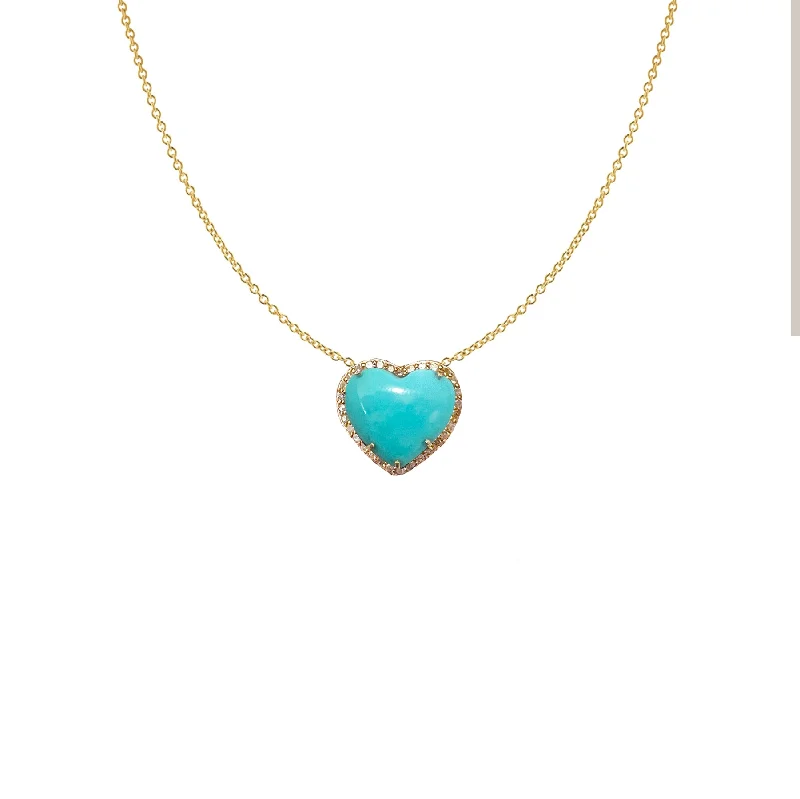 High-Quality Gemstone Jewelry For Special Occasions Small 14k Turquoise Heart Necklace High-Quality Gemstone Jewelry For Special Occasions Small 14k Turquoise Heart Necklace