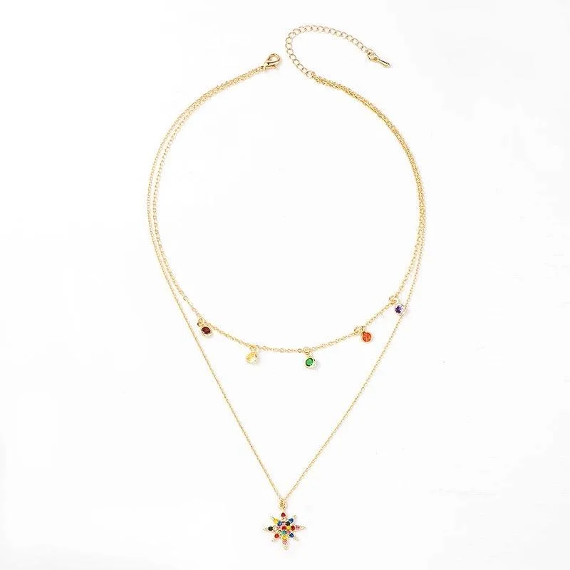 Shop Elegant Jewelry At Unbeatable Prices Star Necklace Layered with Rainbow Cubic Zirconia Stones Shop Elegant Jewelry At Unbeatable Prices Star Necklace Layered with Rainbow Cubic Zirconia Stones