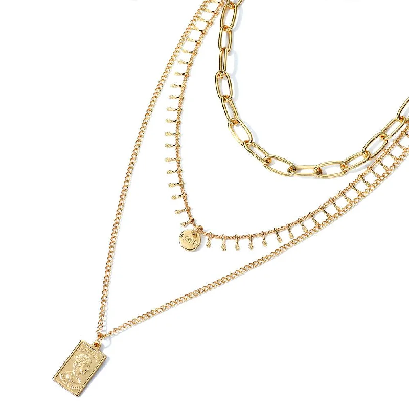 Unmissable Jewelry Clearance – Final Reductions Three Layer Necklace with a Rectangle Pendant