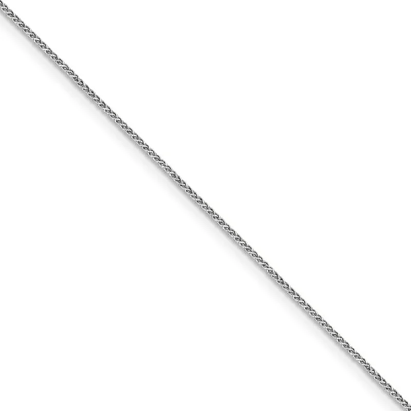 0.8mm 10K White Gold Solid Spiga Chain Anklet, 10 Inch