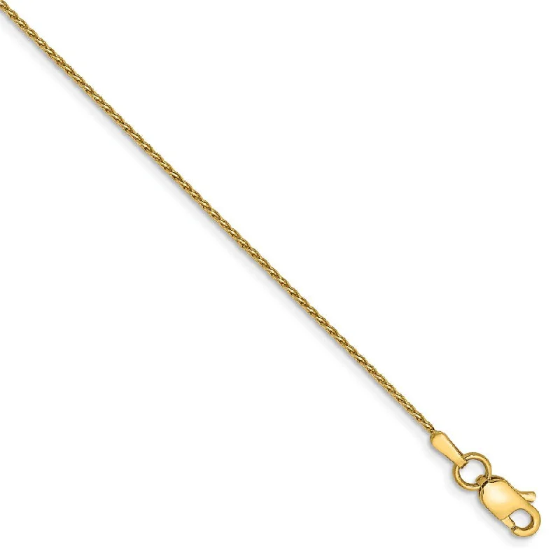 Stunning Statement Jewelry, Unbeatable Discounts 0.8mm, 14K Yellow Gold, Diamond Cut, Round Wheat Chain Anklet - 9 inch