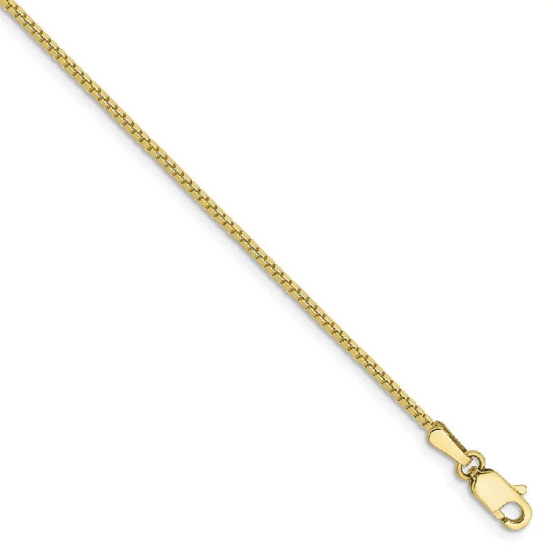 1.1mm, 10k Yellow Gold, Box Chain Anklet, 9 Inch