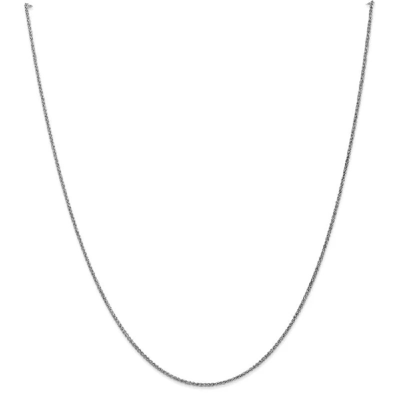 1.25mm 10k White Gold Solid Spiga Chain Anklet, 10 Inch