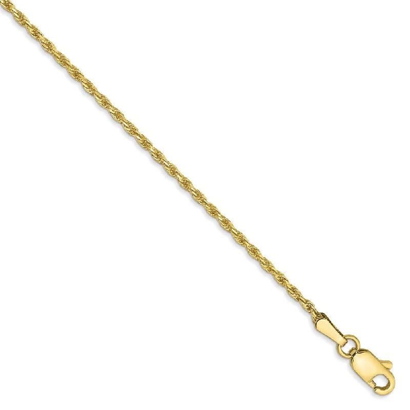 Luxury Jewelry At Budget-Friendly Prices – Grab Yours Now 1.3mm 10k Yellow Gold Diamond Cut Solid Rope Chain Anklet or Bracelet
