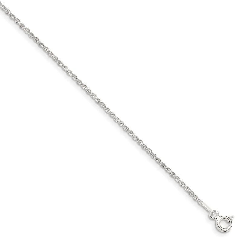 Personalized Engraved Jewelry For Meaningful Gifts 1.3mm Sterling Silver Classic Solid Rope Chain Anklet