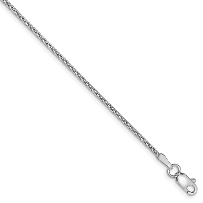 1.5mm, 14k White Gold, Solid D/C Round Wheat Chain Anklet