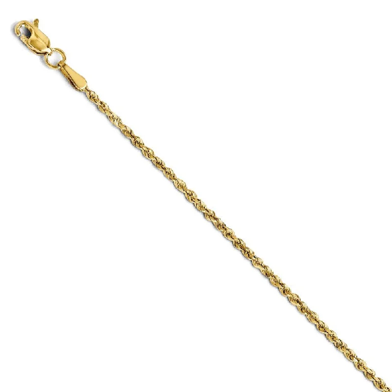 Accessorize For Less – Luxury Jewelry At Affordable Prices 1.5mm 14k Yellow Gold Solid Diamond Cut Rope Chain Bracelet & Anklet