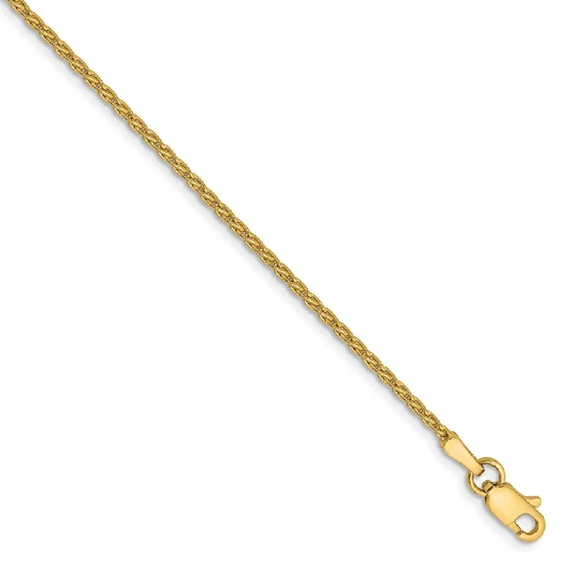 Affordable Elegance – Premium Jewelry At Special Prices 1.5mm, 14k Yellow Gold, Solid Parisian Wheat Chain Anklet, 9 Inch