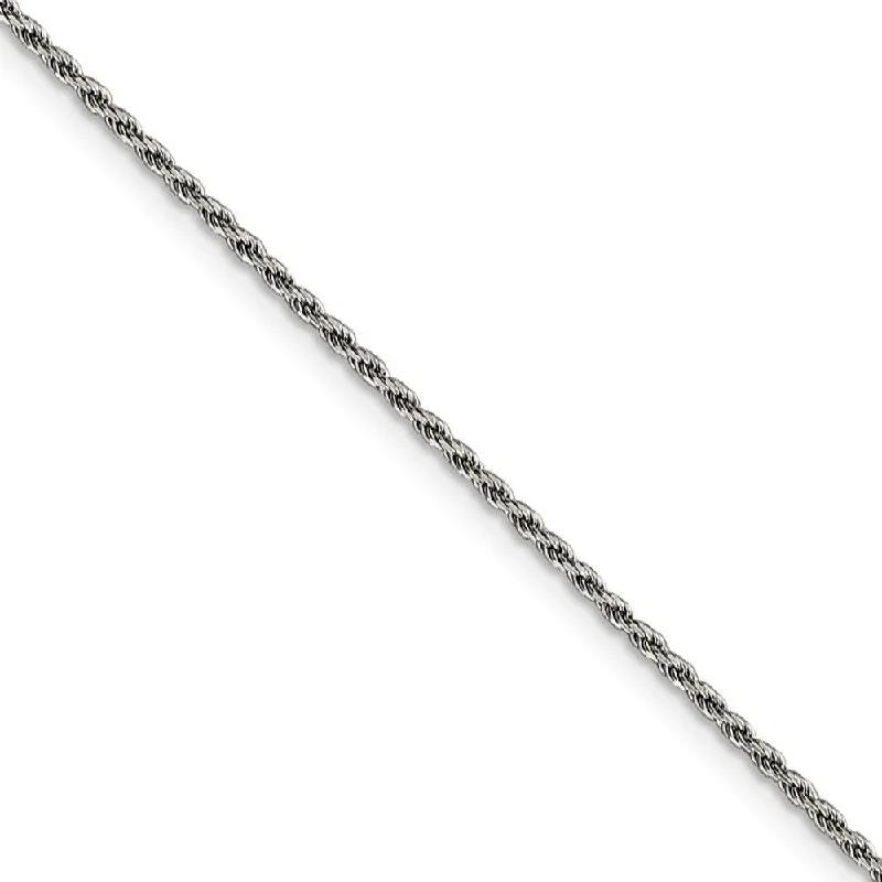 Once-A-Year Jewelry Sale – Grab Your Favorites Now 1.5mm Rhodium Plated Sterling Silver Solid D/C Rope Chain Anklet