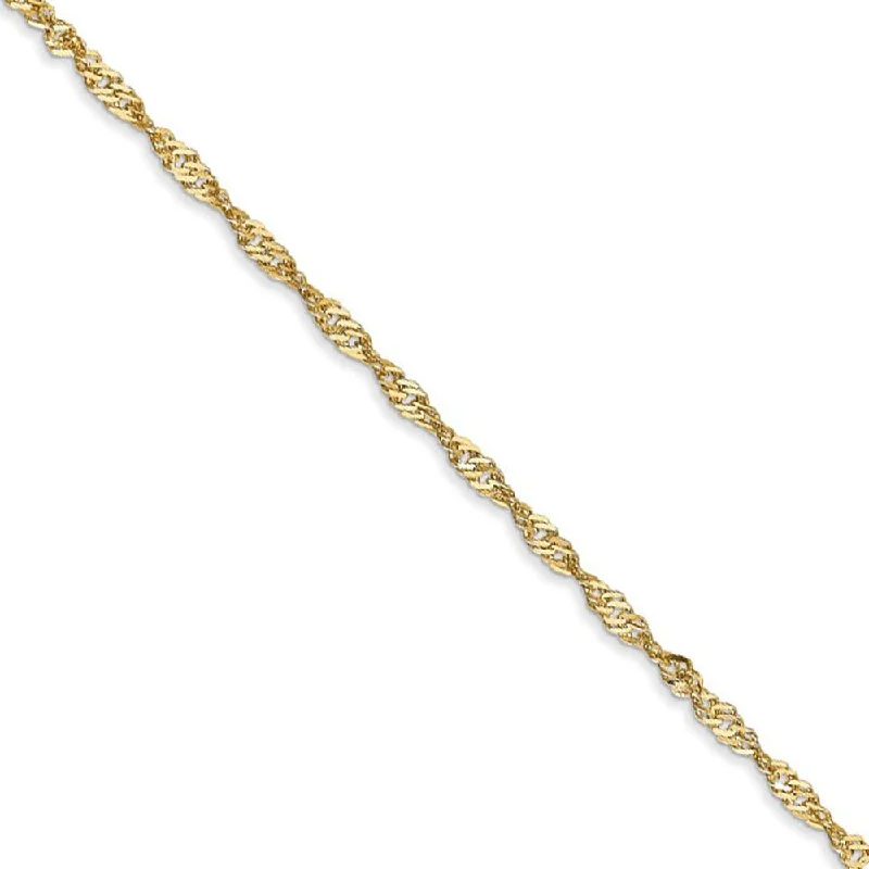 1.6mm 14k Yellow Gold Diamond Cut Singapore Chain Bracelet & Anklet