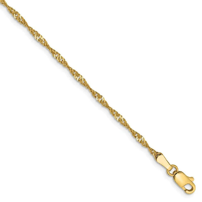 Eco-Friendly Sustainable Jewelry For Conscious Buyers 1.7mm, 14k Yellow Gold, Singapore Chain Anklet
