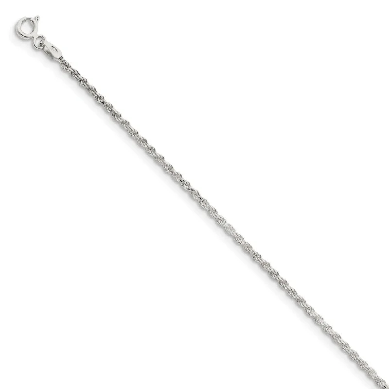 Best-Selling Jewelry Styles Now At Exclusive Discounts 1.7mm, Sterling Silver Diamond Cut Solid Rope Chain Anklet