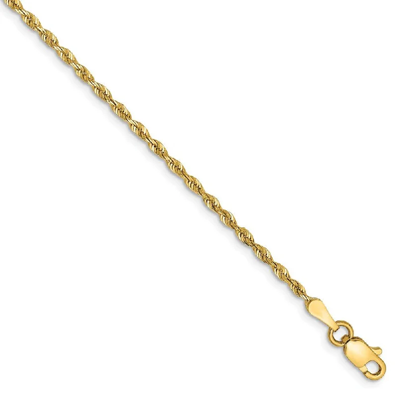 Delicate Crystal Jewelry For Sophisticated Charm 1.85mm, 14k Yellow Gold, D/C Quadruple Rope Chain Anklet