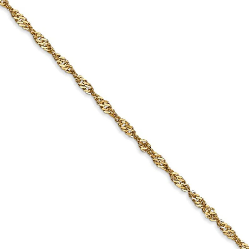 1.9mm 14k Yellow Gold Diamond Cut Singapore Chain Bracelet & Anklet