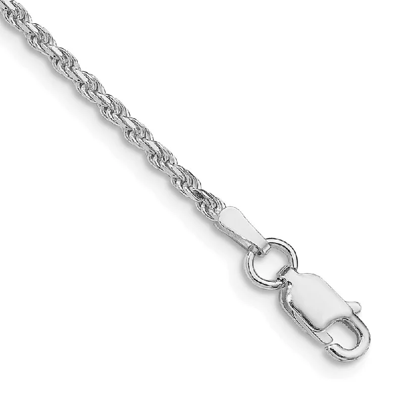 Affordable Glamour – Premium Jewelry For Less 1.9mm Rhodium Plated Sterling Silver Solid D/C Rope Chain Anklet