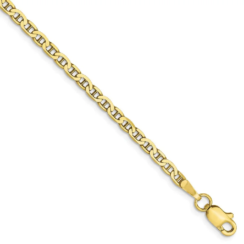 10k Yellow Gold, 2.4mm Flat Anchor Chain Anklet