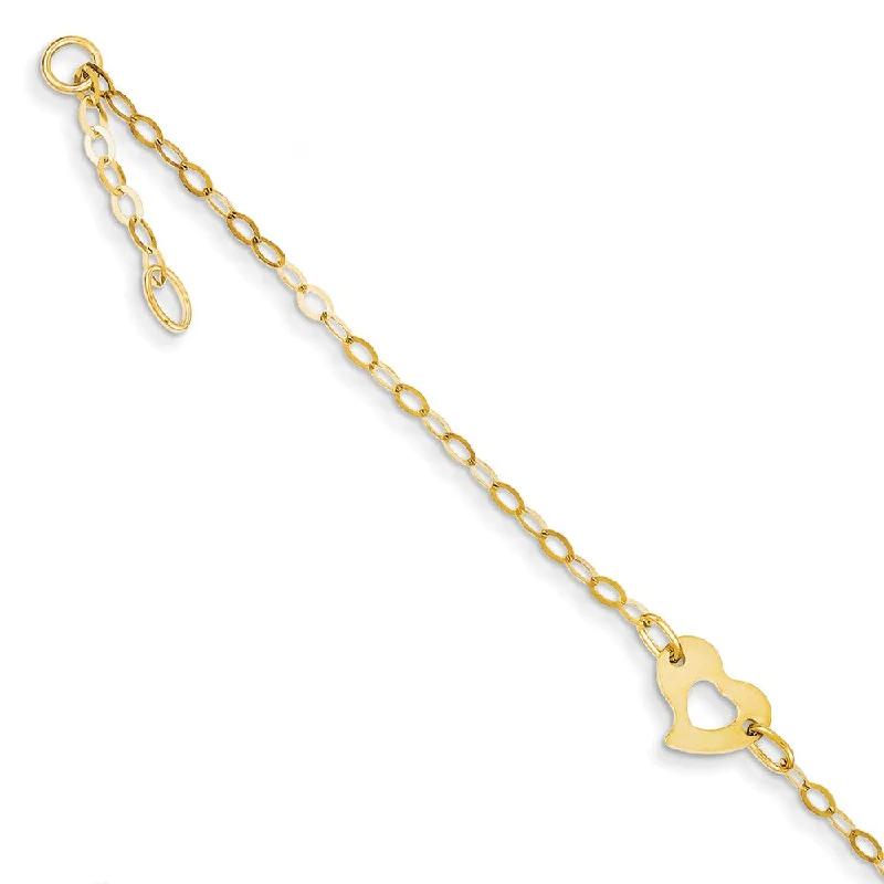 Upgrade Your Collection With Our Limited-Time Jewelry Sale 14k Yellow Gold Polished Heart Anklet, 10 Inch