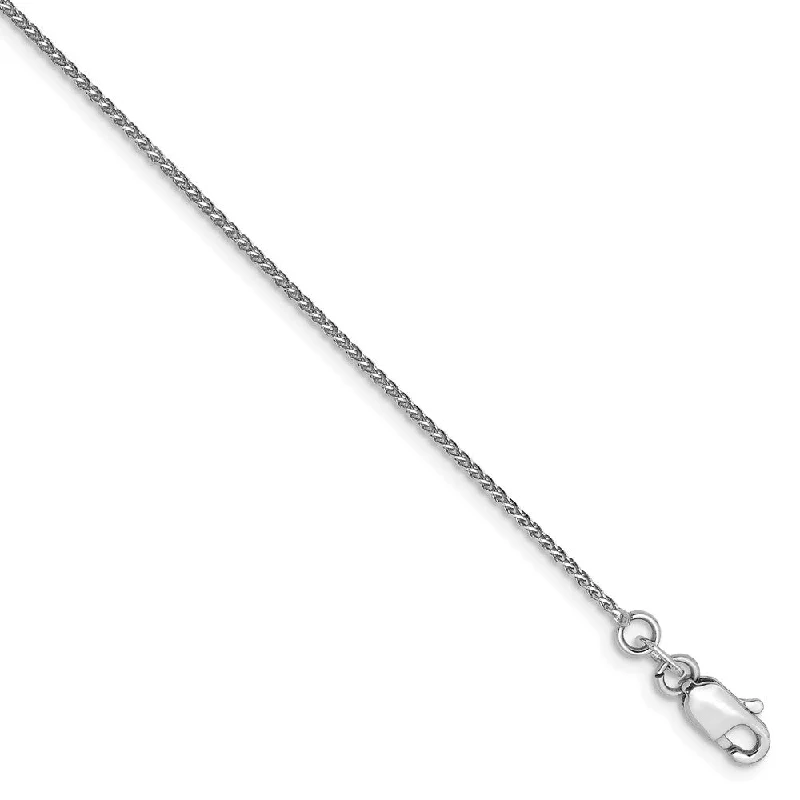 Affordable Luxury Jewelry For Every Occasion 1mm, 14k White Gold, Diamond Cut Solid Spiga Chain Anklet Affordable Luxury Jewelry For Every Occasion 1mm, 14k White Gold, Diamond Cut Solid Spiga Chain Anklet