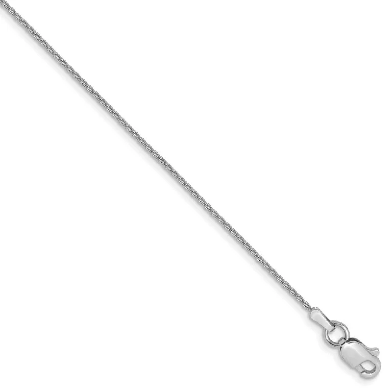 1mm, 14k White Gold, Solid Parisian Wheat Chain Anklet