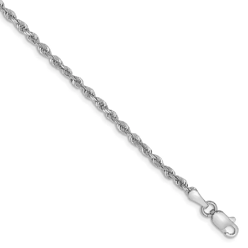 2.25mm 10k White Gold D/C Quadruple Rope Chain Anklet