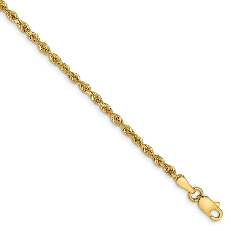 Unbeatable Offers On Luxury And Everyday Jewelry 2.25mm, 14k Yellow Gold, D/C Quadruple Rope Chain Anklet