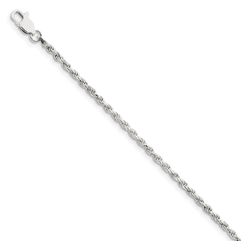 Timeless Beauty, Unbeatable Deals – Jewelry Sale On 2.25mm Sterling Silver Diamond Cut Solid Rope Chain Anklet or Bracelet