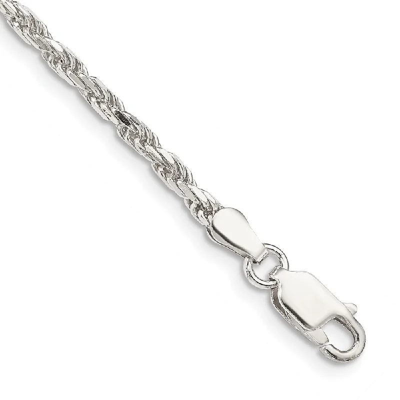 Shine Bright With Our Special Jewelry Promotions 2.5mm Sterling Silver Diamond Cut Solid Rope Chain Anklet